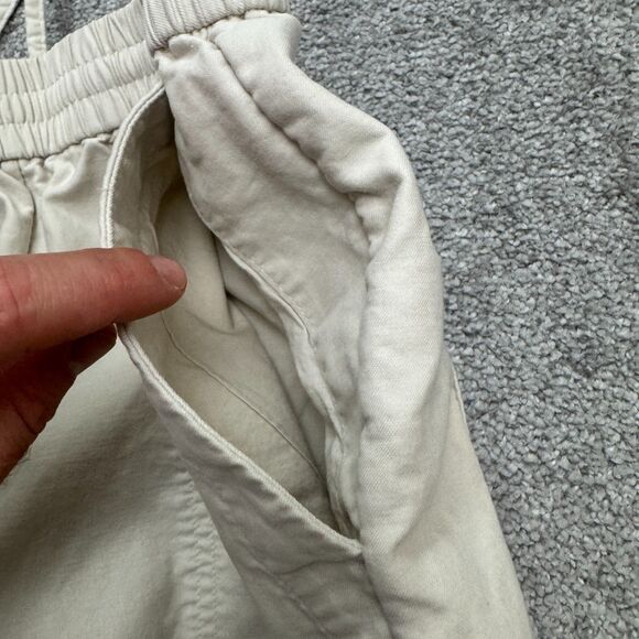 COS Pull On Wide Leg Trouser Crop Pants Womens XS Beige Cotton Elastic Waist - Picture 5 of 16